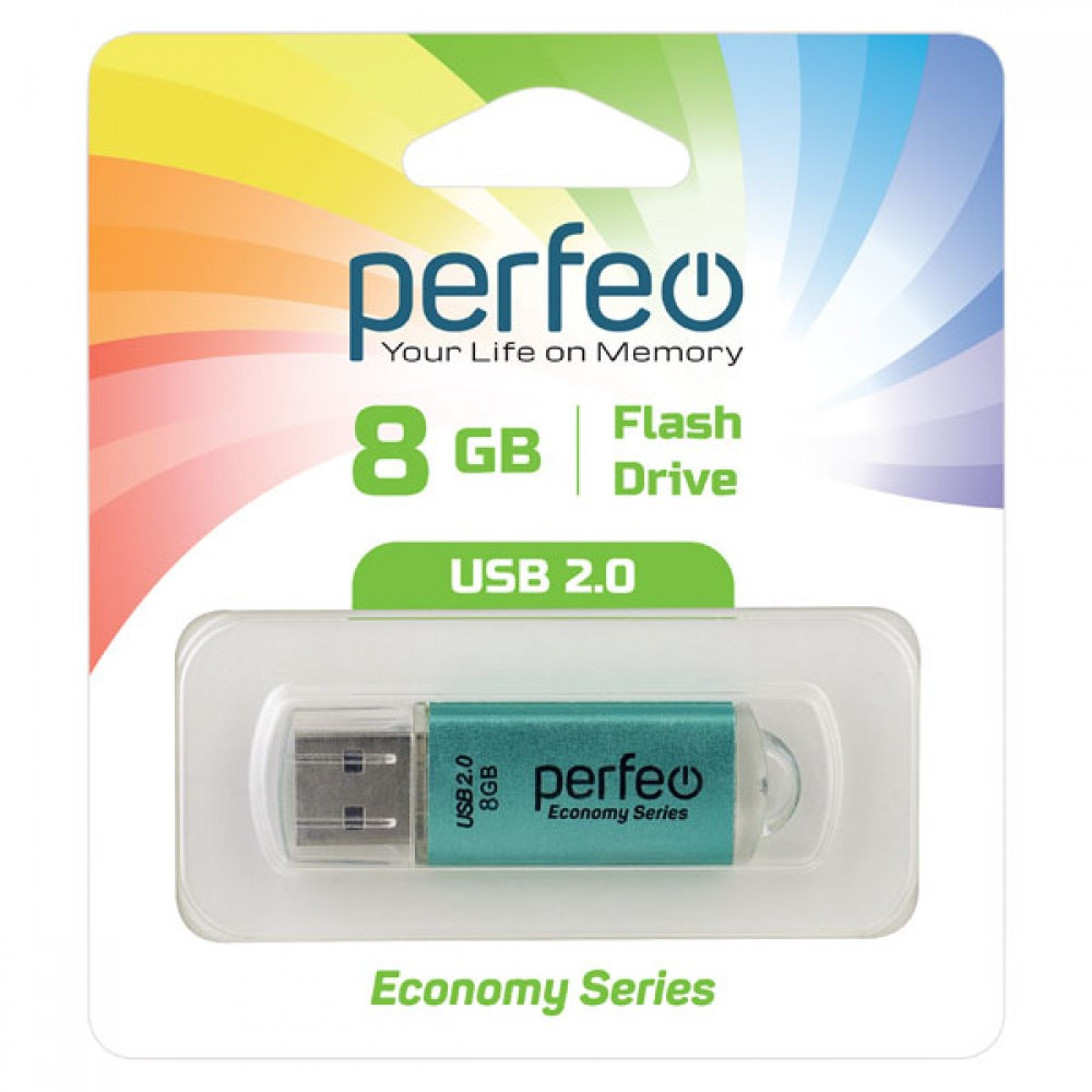 Флешка Perfeo Economy Series 8GB USB 2.0 (зеленый) - фото 1 - id-p196962215