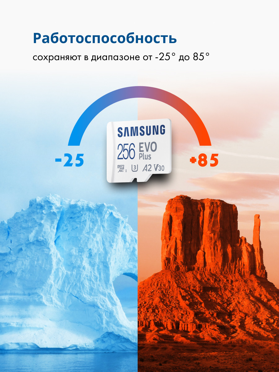 Карта памяти MicroSDXC 256GB Samsung Class 10 Evo Plus UHS-I U3 (100/90 Mb/s) + SD адаптер - фото 7 - id-p196961364