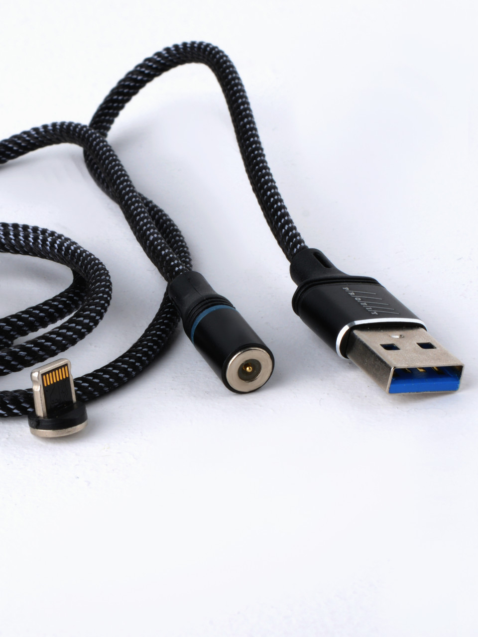 Кабель Magnetic Cable 3 в 1 USB - microUSB, Lightning, Type-C (1м, черный) - фото 3 - id-p196964356
