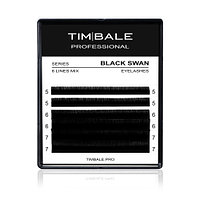 Ресницы чёрные TimBale Black Swan, Микс 6 линий (L 0.10 07-12 мм)
