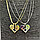 Парная подвеска Сердце на цепочках (2 цепочки, 2 половинки сердца) Золото - Серебро, фото 5