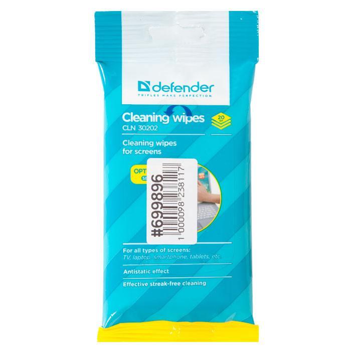 Влажные салфетки для экрана Defender Cleaning Wipes CLN 30202 Optima 20 шт. - фото 3 - id-p196961566