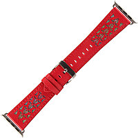 Кожаный ремешок ISA для Apple Watch 42-44-45 мм (красный с вставками)