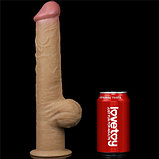 Рельефный фаллос с высоко посаженной мошонкой Lovetoy Silicone Cock 33 см, фото 2