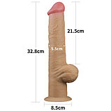 Рельефный фаллос с высоко посаженной мошонкой Lovetoy Silicone Cock 33 см, фото 3