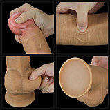 Рельефный фаллос с высоко посаженной мошонкой Lovetoy Silicone Cock 33 см, фото 10