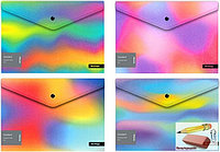 Папка-конверт на кнопке А4 Berlingo Gradient, 180 мкр., с рисунком, глиттер-эффект, ассорти