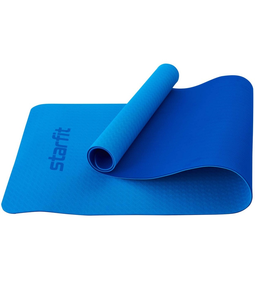 Коврик для фитнеса гимнастический Starfit FM-201 TPE 6 мм (синий/темно-синий) - фото 1 - id-p196985686
