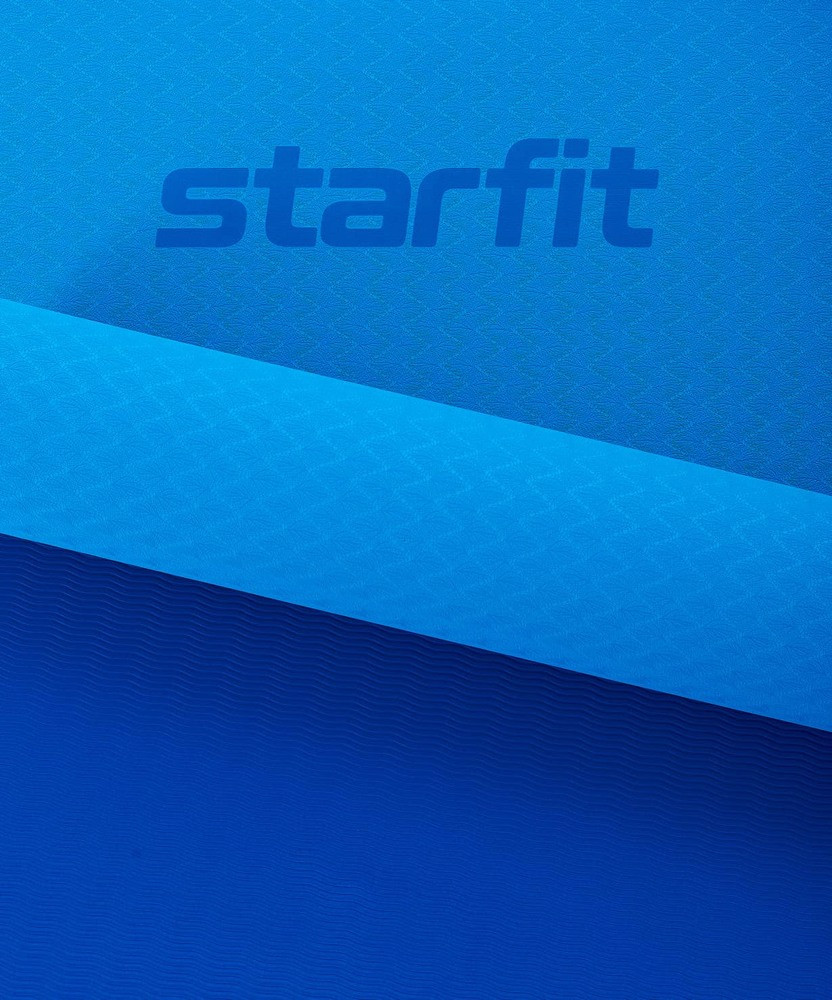 Коврик для фитнеса гимнастический Starfit FM-201 TPE 6 мм (синий/темно-синий) - фото 4 - id-p196985686