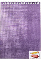 Блокнот А5 на гребне Hatber Metallic Фиолетовый, 80 листов, бумвинил