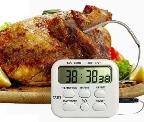 Кухонный цифровой термометр со щупом + кулинарный таймер Kitchen TA-278+ подарок - фото 1 - id-p196987545