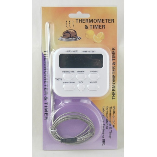 Кухонный цифровой термометр со щупом + кулинарный таймер Kitchen TA-278+ подарок - фото 3 - id-p196987545