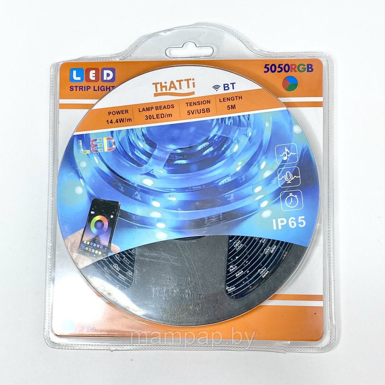 Лента светодиодная RGB 5v/USB Bluetooth 14.4Вт 5м THATTI - фото 1 - id-p196987680