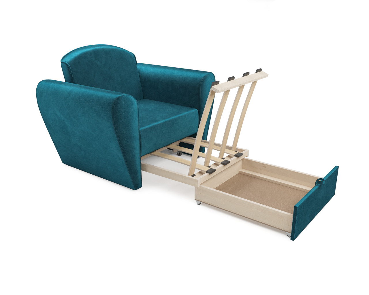 Кресло-кровать Квартет (Бархат сине-зеленый STAR VELVET 43 BLACK GREEN) - фото 4 - id-p196992685