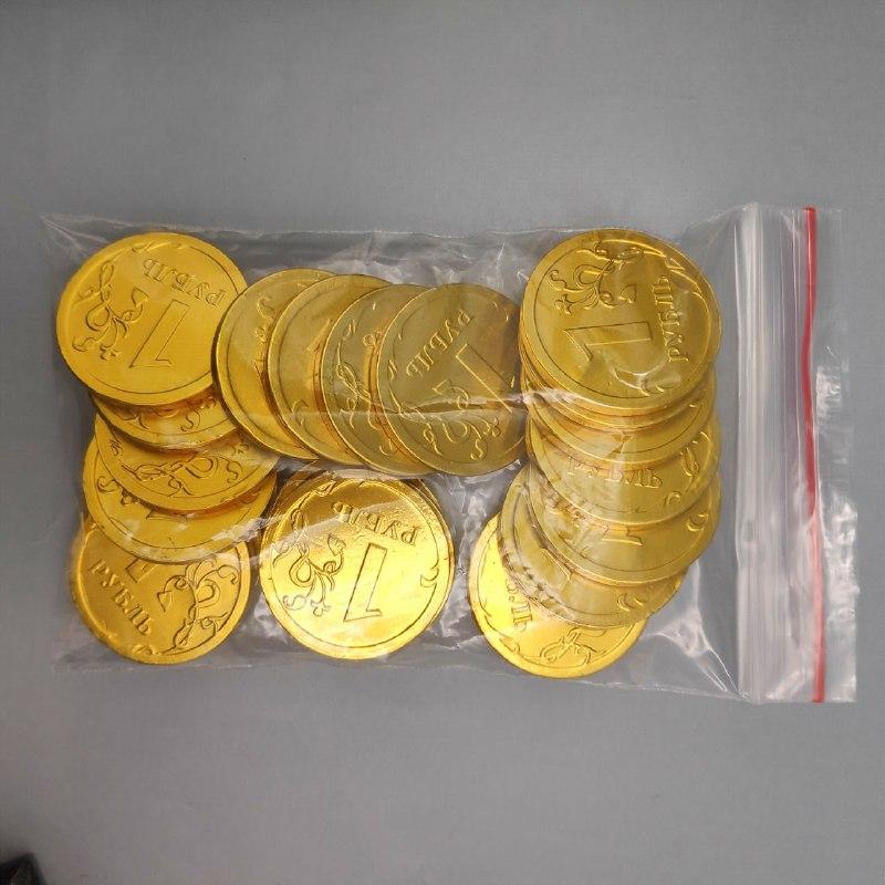 Золотые шоколадные монеты «Рубль», набор 20 монеток (Россия) - фото 6 - id-p196995613