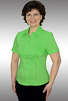 Женская осенняя хлопковая зеленая блуза Таир-Гранд 6289-2 салат 48р.