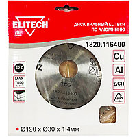 Пильный диск 190х1,4х30 мм Z60 по алюминию ELITECH (1820.116400)