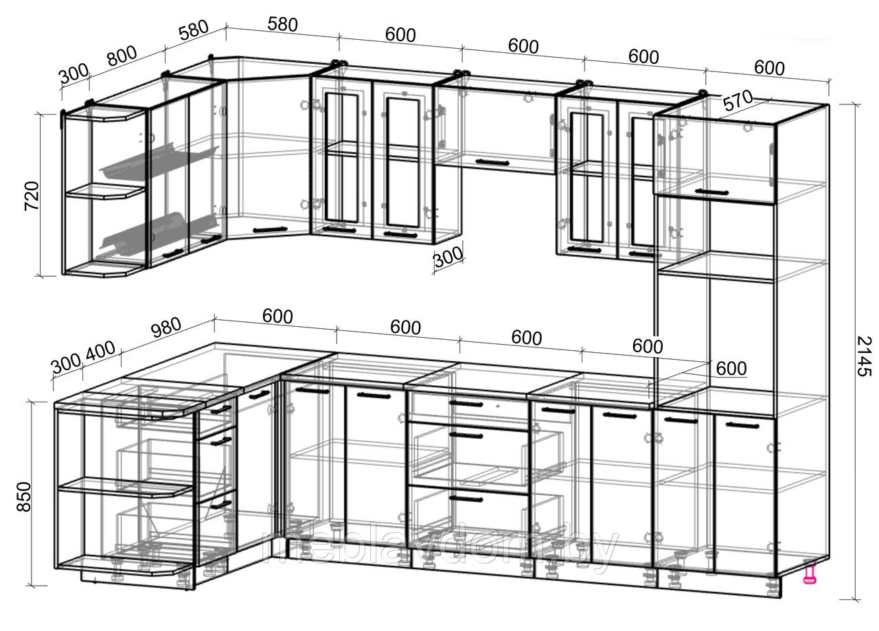 Угловая кухня Мила Глосс 1,68х3,0м. - фото 6 - id-p178805514