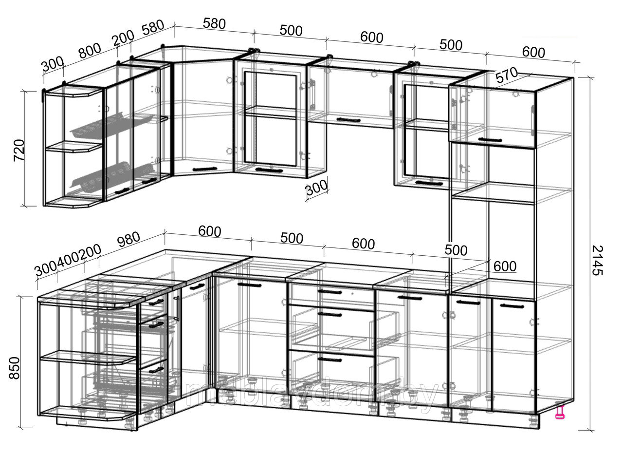 Угловая кухня Мила Глосс 1,88х2,8м. - фото 3 - id-p178805072