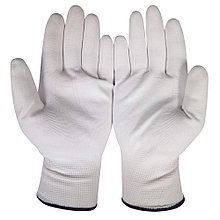 Перчатки белые из полиэстра с белым ПУ покрытием на ладони, размер 7, Модель: TR-540, Китай