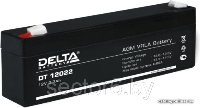 Аккумулятор для ИБП Delta DT 12022 (12В/2.2 А·ч), фото 2