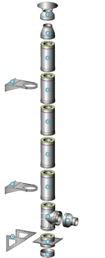Дымоход TIS D110/170 мм AISI 430-0.8мм AISI 430-0.5мм (5 метров)