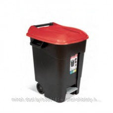 Контейнер для мусора пластик. 100л с педалью (красн. крышка) TAYG, Испания