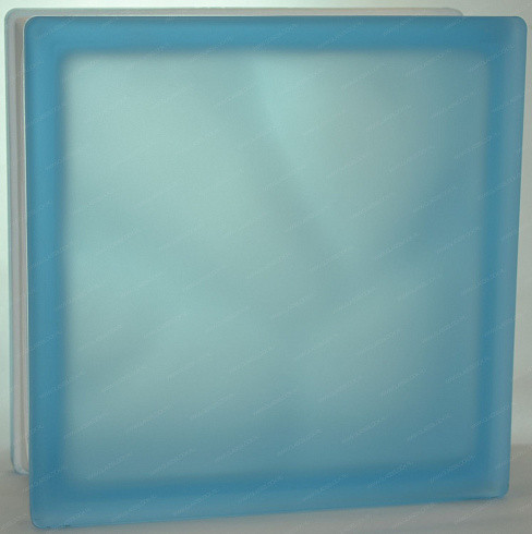 Стеклоблок матовый окрашенный в  массе  "Волна" голубой 19x19x8 см