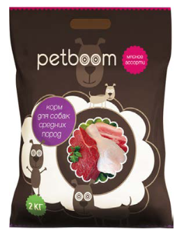 PetBoom, сухой корм для взрослых собак средсних пород, мясное ассорти, 20 кг - фото 1 - id-p197133746