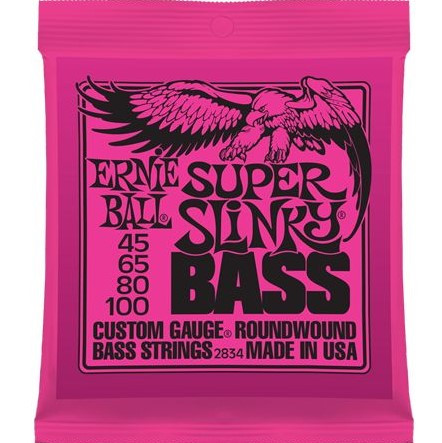 Ernie Ball P02834 Super Slinky Bass Комплект струн для бас-гитары, 45-100, никель