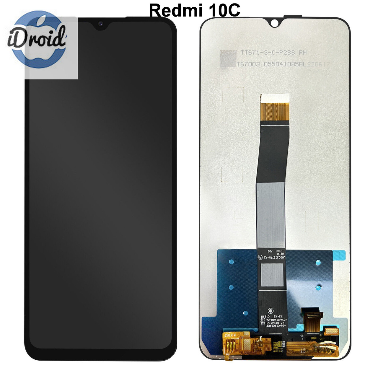 Дисплей (экран) Xiaomi Redmi 10C оригинал (220333QNY, 220333QAG) с тачскрином, черный цвет