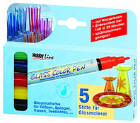 Набор маркеров для росписи стекла Hobby Line Glass Color, 4шт (4+1 контур)