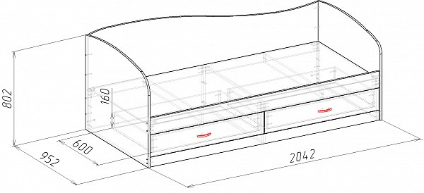 Кровать Мебель-класс Лагуна-2 (Белый/Дуб Сонома) - фото 3 - id-p197171663