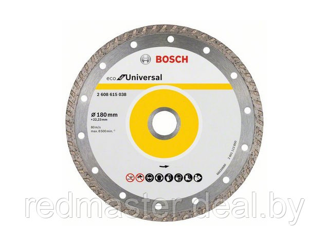 Алмазный круг 180х22 mm универсальный Turbo ECO UNIVERSAL (сухая резка) BOSCH 2608615047 - фото 1 - id-p197174830