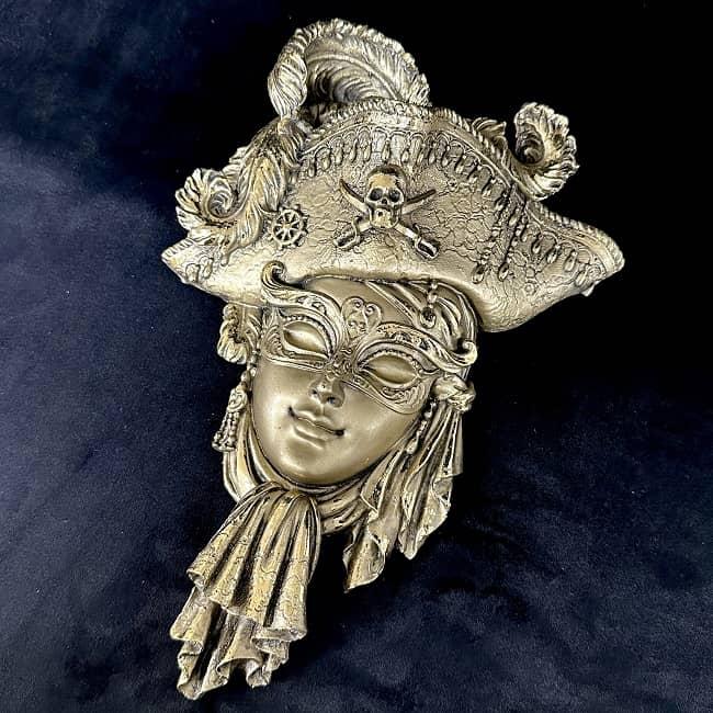 Панно Венецианская маска «Пират» H-30 см., цвет бронза - фото 3 - id-p197178479