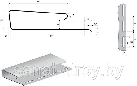 Наличник профиль J широкий Grand Line Standart белый (3,05м), фото 2