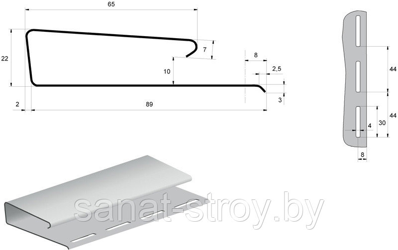 Наличник профиль J широкий Grand Line Standart белый (3,05м) - фото 2 - id-p136823952