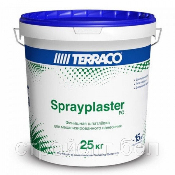 Финишная шпатлёвка машинного нанесения TERRACO Sprayplaster, 25 кг, РФ - фото 1 - id-p197203565