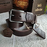Кожаный ремень 4см BUFFALO BELTS СССР коричневый прошитый, фото 3