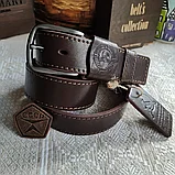 Кожаный ремень 4см BUFFALO BELTS СССР коричневый прошитый, фото 4