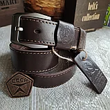 Кожаный ремень 4см BUFFALO BELTS СССР коричневый прошитый, фото 6