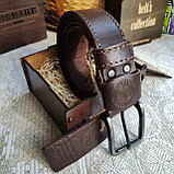 Кожаный ремень 4см BUFFALO BELTS СССР коричневый прошитый, фото 8
