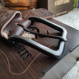 Кожаный ремень 4см BUFFALO BELTS СССР коричневый прошитый, фото 9