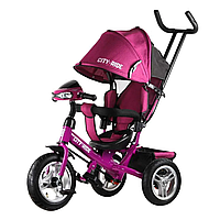 Трехколесный велосипед с ручкой трансформер City Ride Comfort надувные колеса 12/10, арт. 05PK розовый