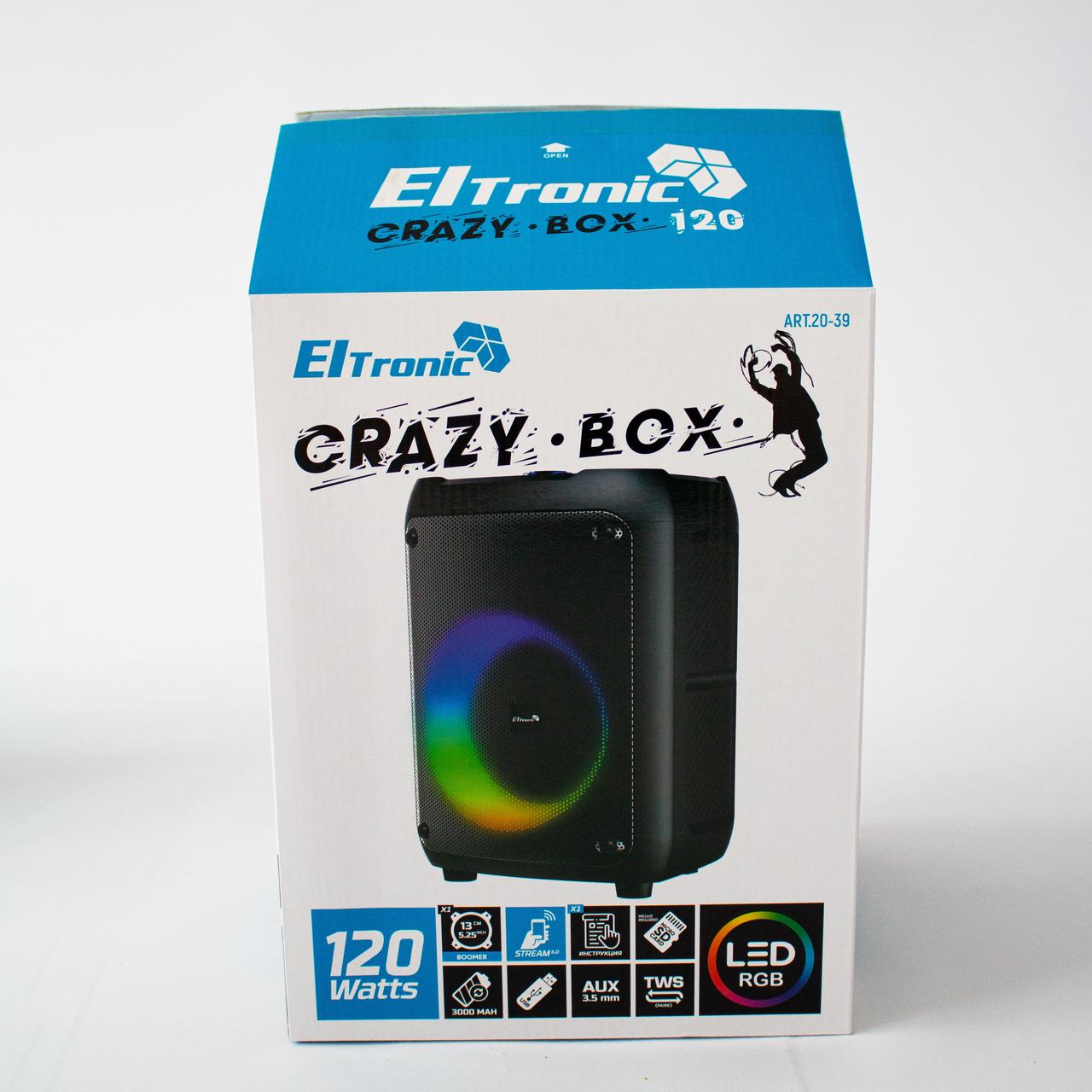 Портативная беспроводная bluetooth колонка Eltronic CRAZY BOX 120 Watts арт. 20-39 с LED-подсветкой и RGB - фото 7 - id-p196949889