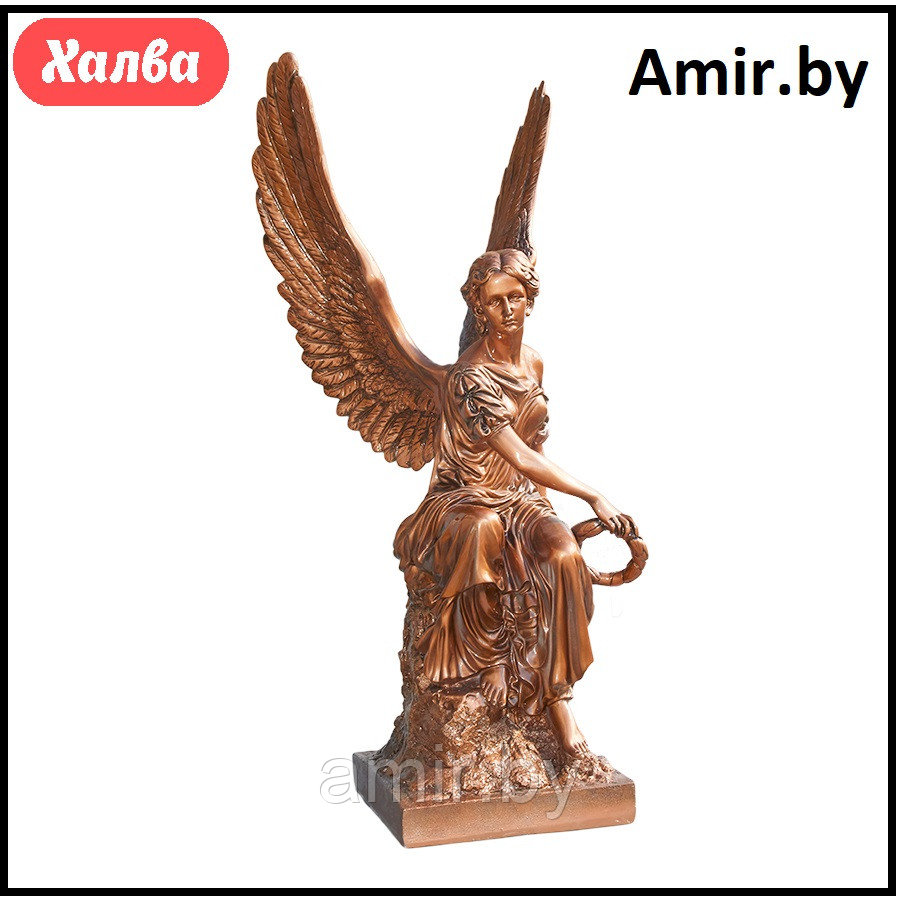 Скульптура ангел ритуальная на кладбище/памятник 040 33х33х110см бронза