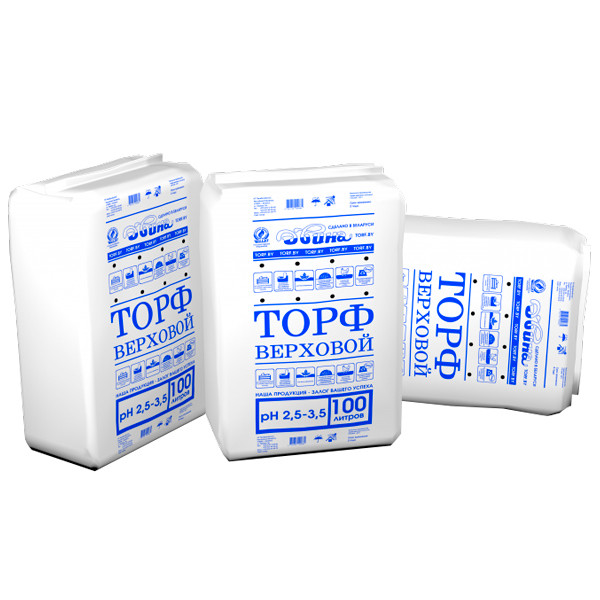 Торф верховой кипованный, емкостью 100л.рН 2,5-3,5 "Двина"