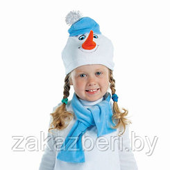 Карнавальный набор «Снеговик в шарфе», велюр, обхват головы 48-50 см