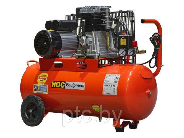 Компрессор HDC HD-A071 (396 л/мин, 10 атм, ременной, масляный, ресив. 70 л, 220 В, 2.20 кВт)