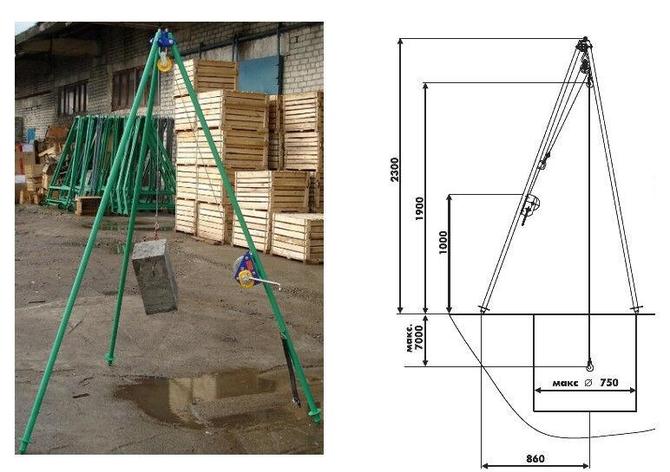 Тренога перегрузочная ТП-250 грузоподъемность 250 кг, фото 2